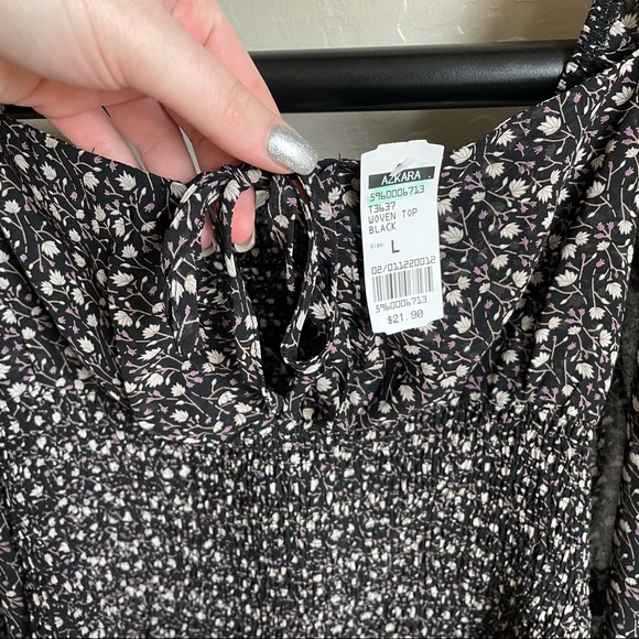 NWT Blush BJ Floral Smocked Boho Flowy Sleeve Crop Top Blouse - Picture 5 of 9